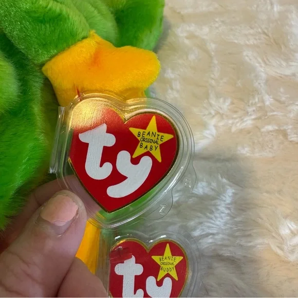 Ty Green and Yellow Frog Stuffed Animal - Picture 6 of 13